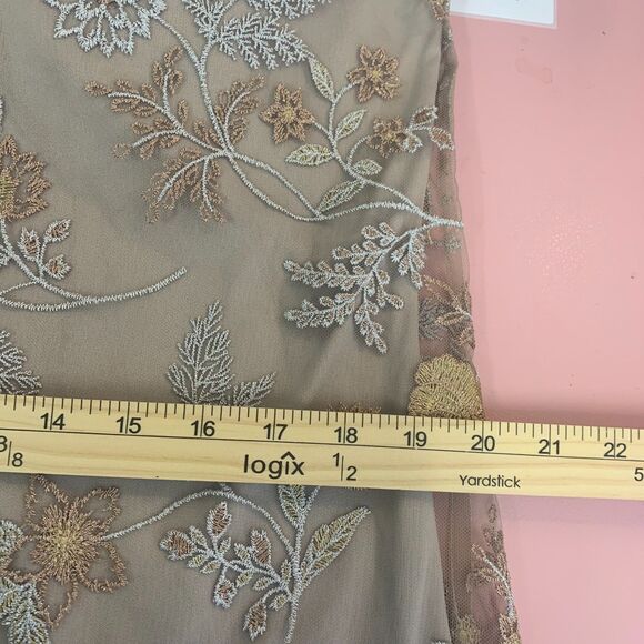 Calvin Klein Embroidered Dress Lace Mesh Sheer Metallic Cocktail Formal Wedding - Picture 11 of 14